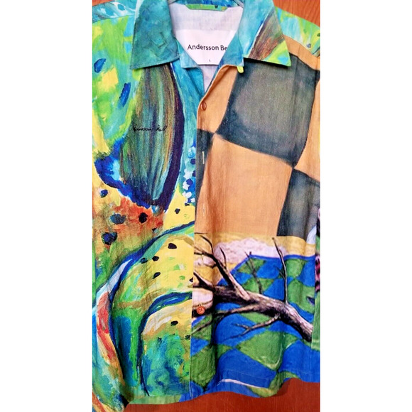Andersson Bell Short Sleeve Unisex Impressionist Printed Shirt Large Green - Picture 3 of 9